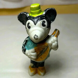 Vintage 1930s Minnie Mouse Bisque Musical Figurine Made in Japan Blue C69